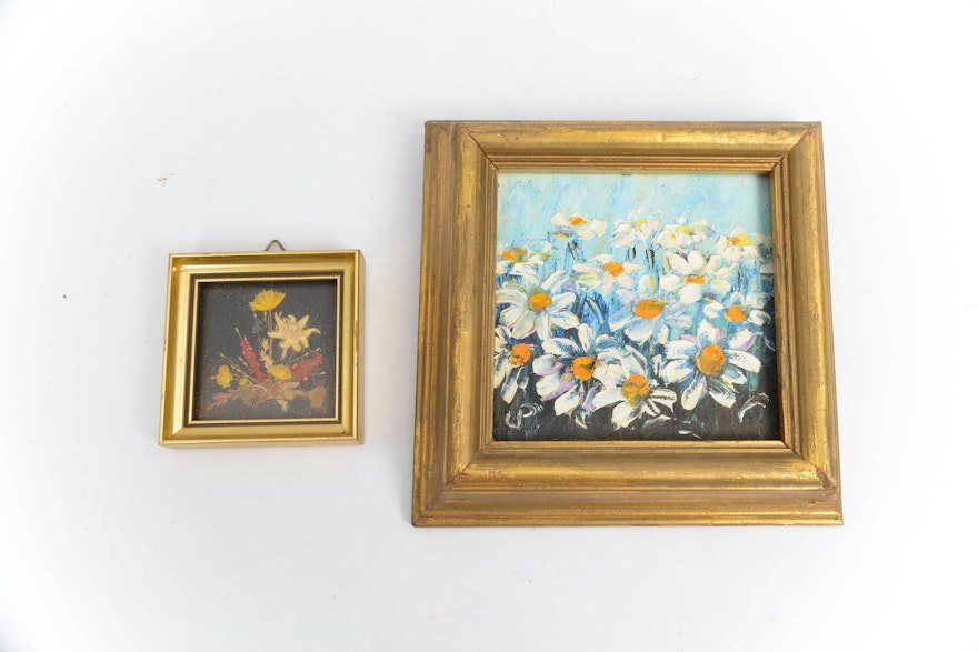 Two Oil Paintings of Flowers