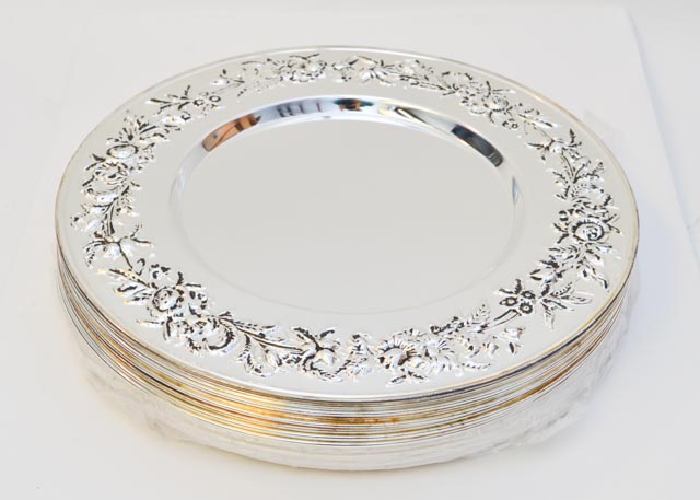 Set of Twelve Godinger SIlver Plated Charger Plates