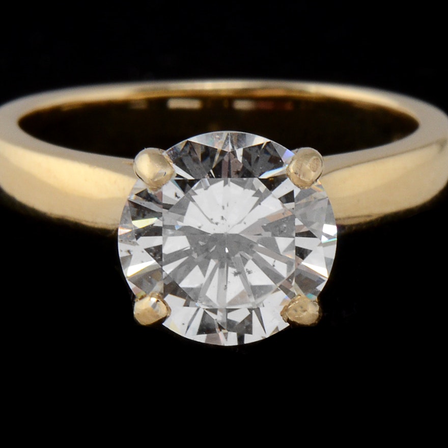 Yellow Gold Diamond Solitaire Engagement Ring