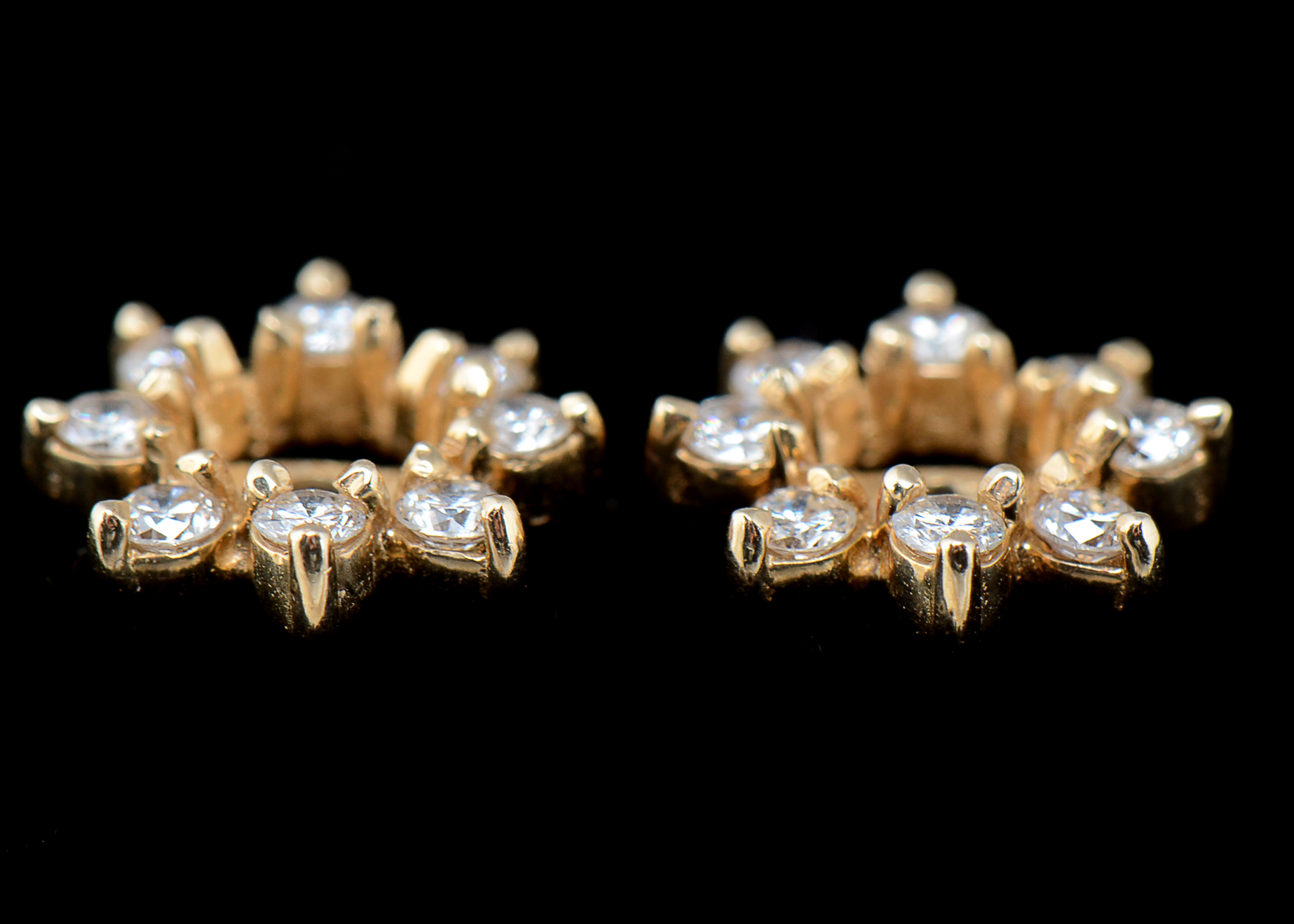Pair of 14K Yellow Gold and Diamond Earring Jackets EBTH