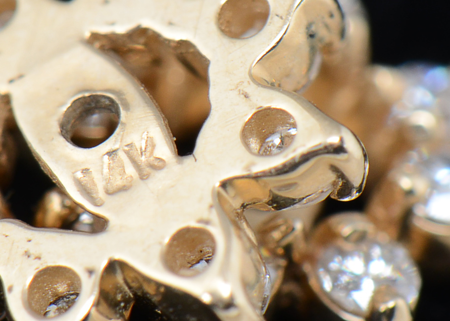 Pair of 14K Yellow Gold and Diamond Earring Jackets