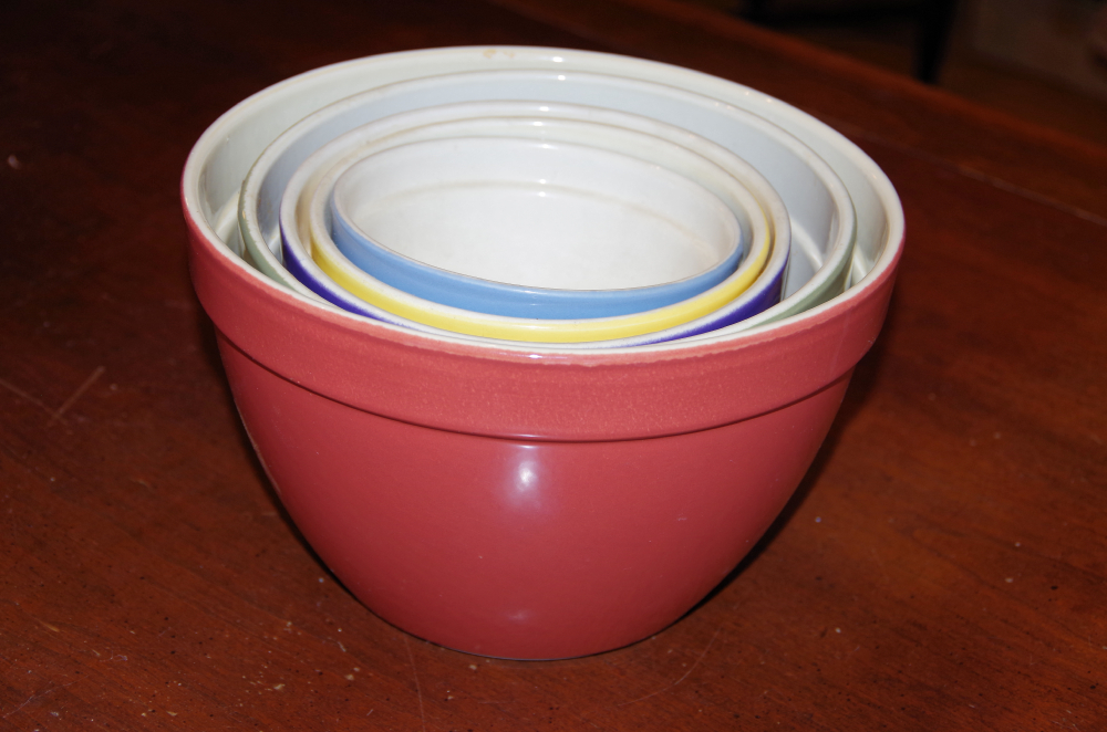 Set of Five Crate & Barrel Mixing Bowls Made in Portugal