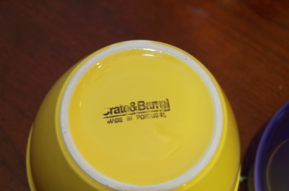 Set of Five Crate & Barrel Mixing Bowls Made in Portugal