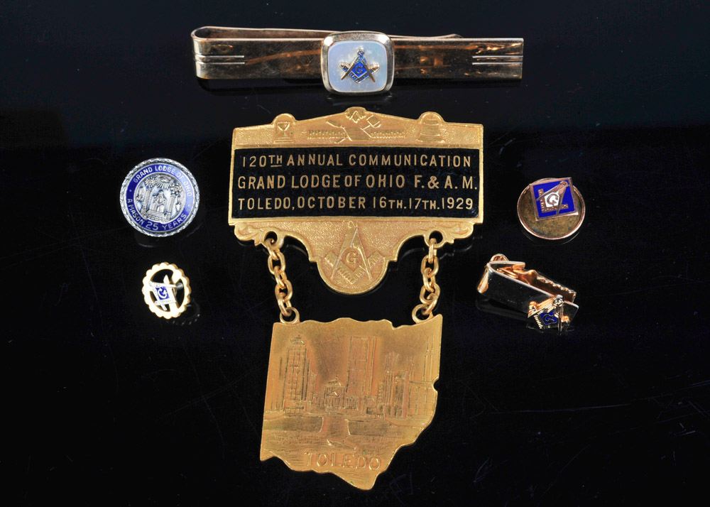 Collection of Vintage 10K and Sterling Masonic Blue Lodge Medals and Pins