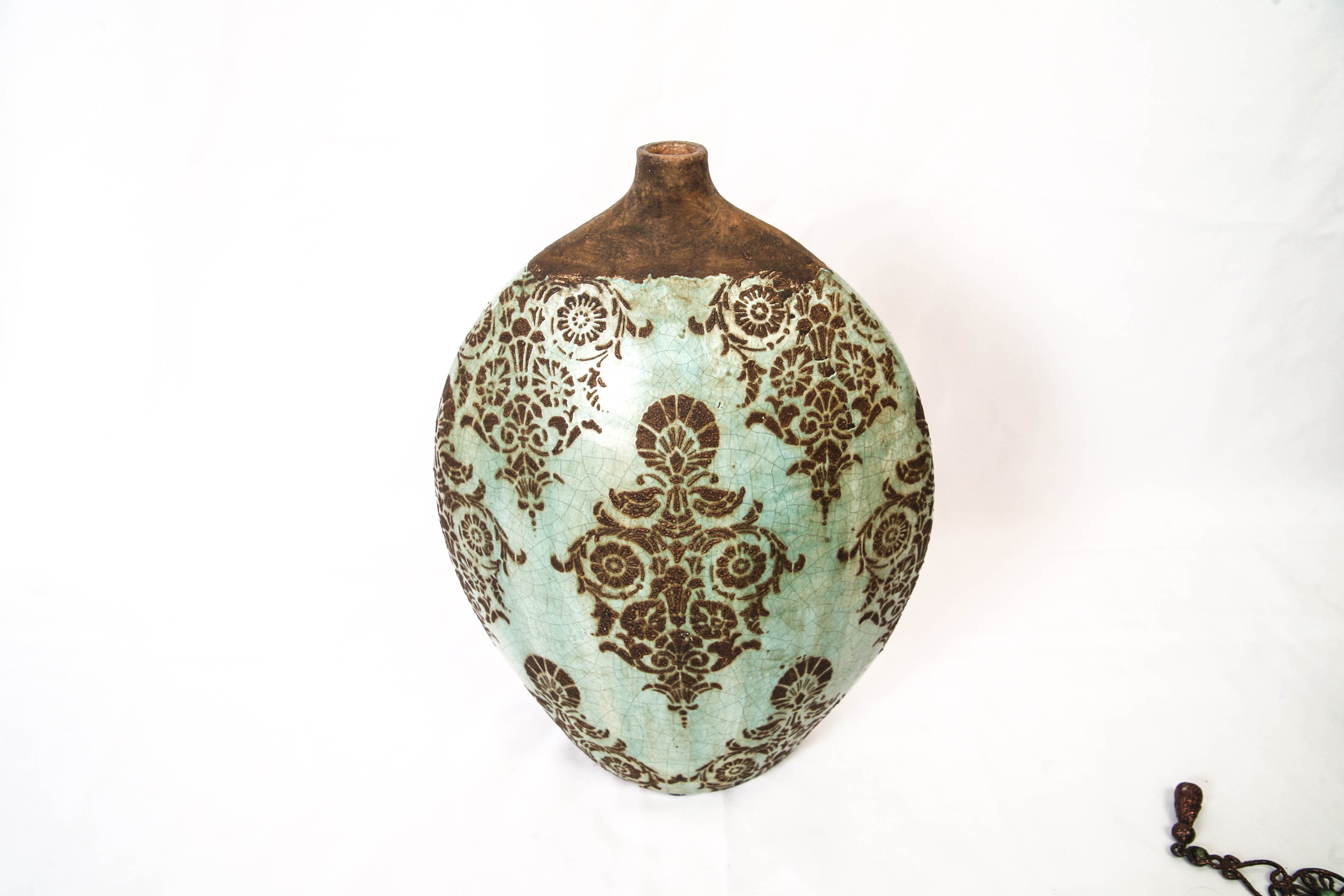 Brown and Teal Vase Duo