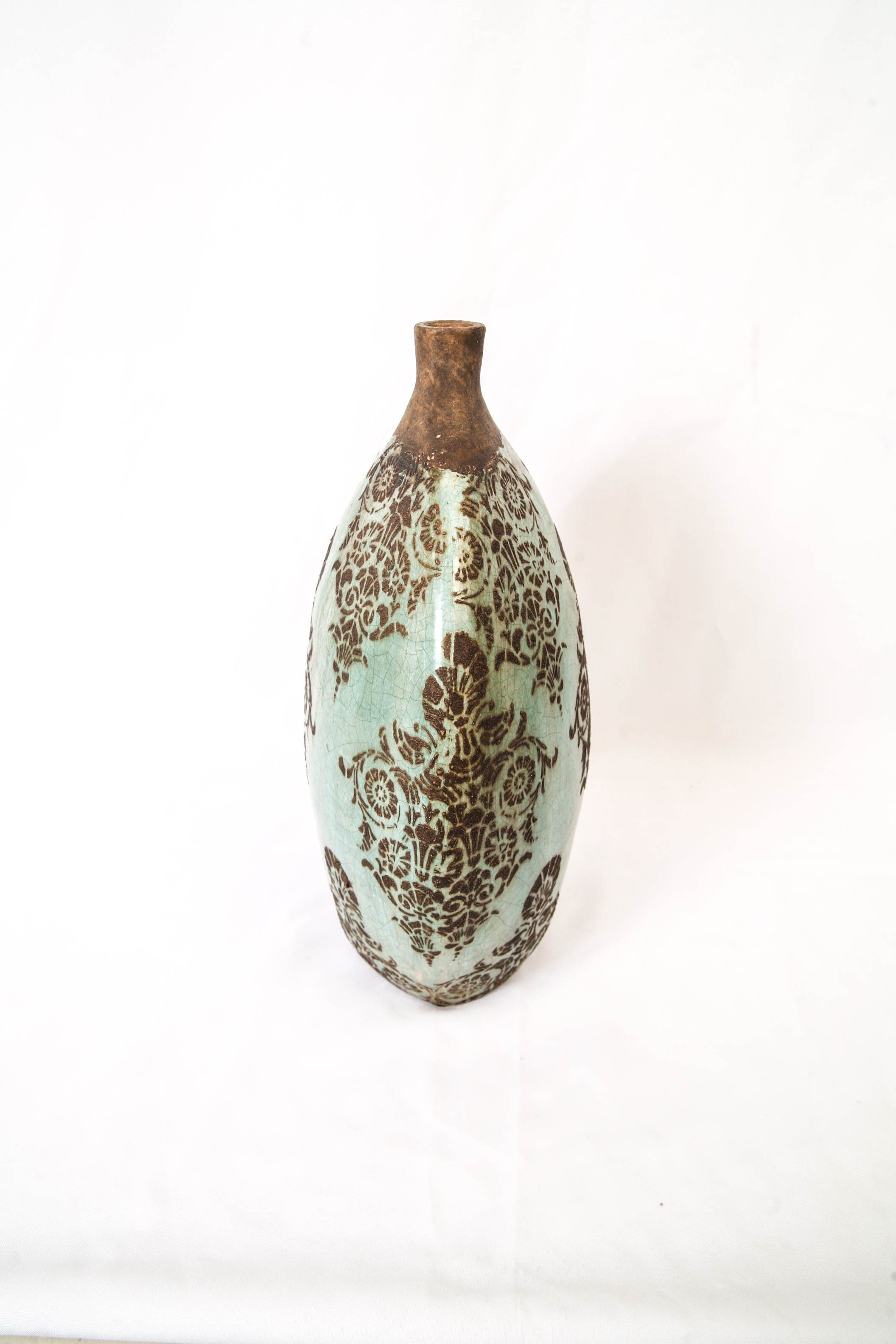 Brown and Teal Vase Duo
