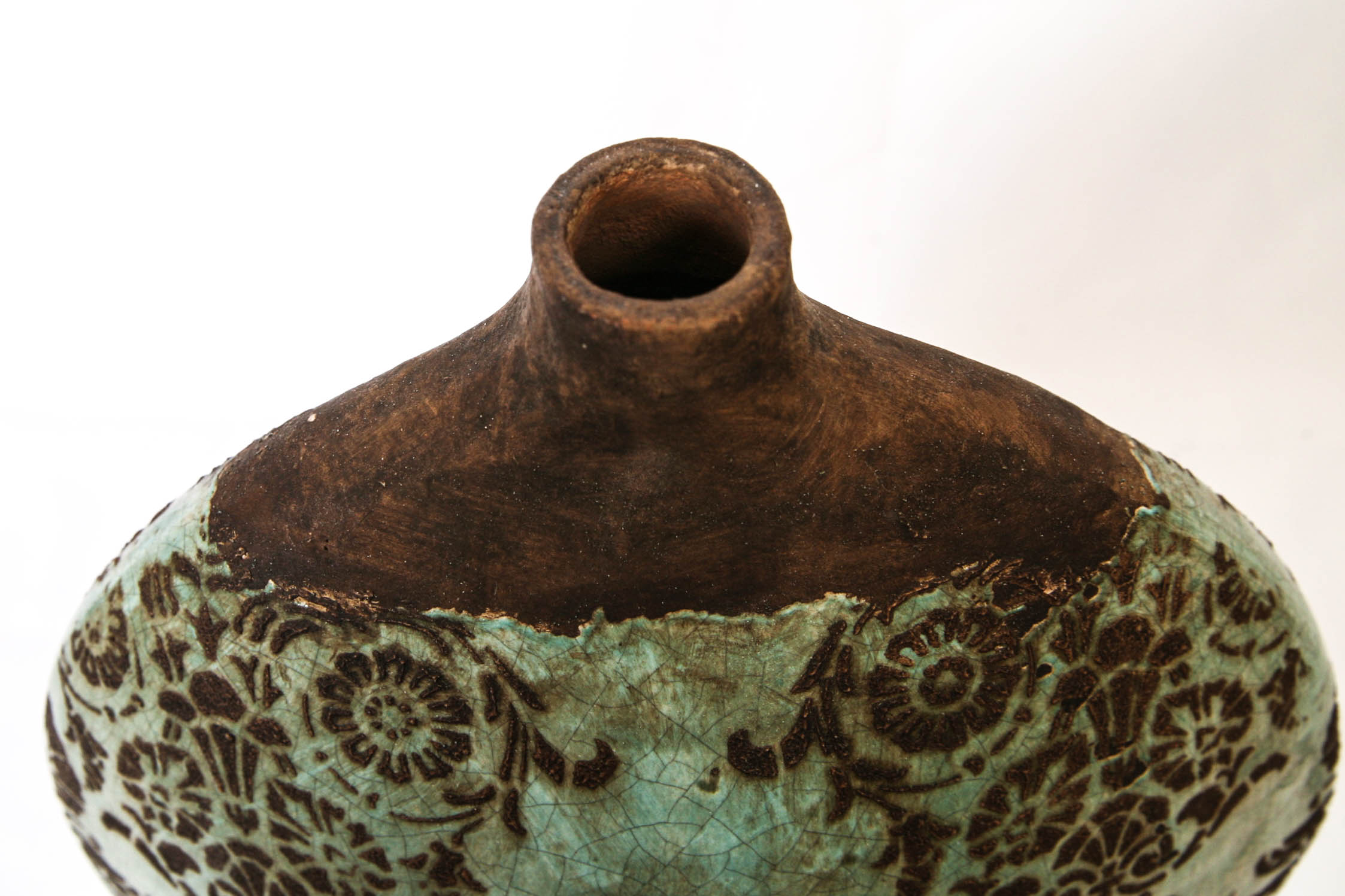 Brown and Teal Vase Duo