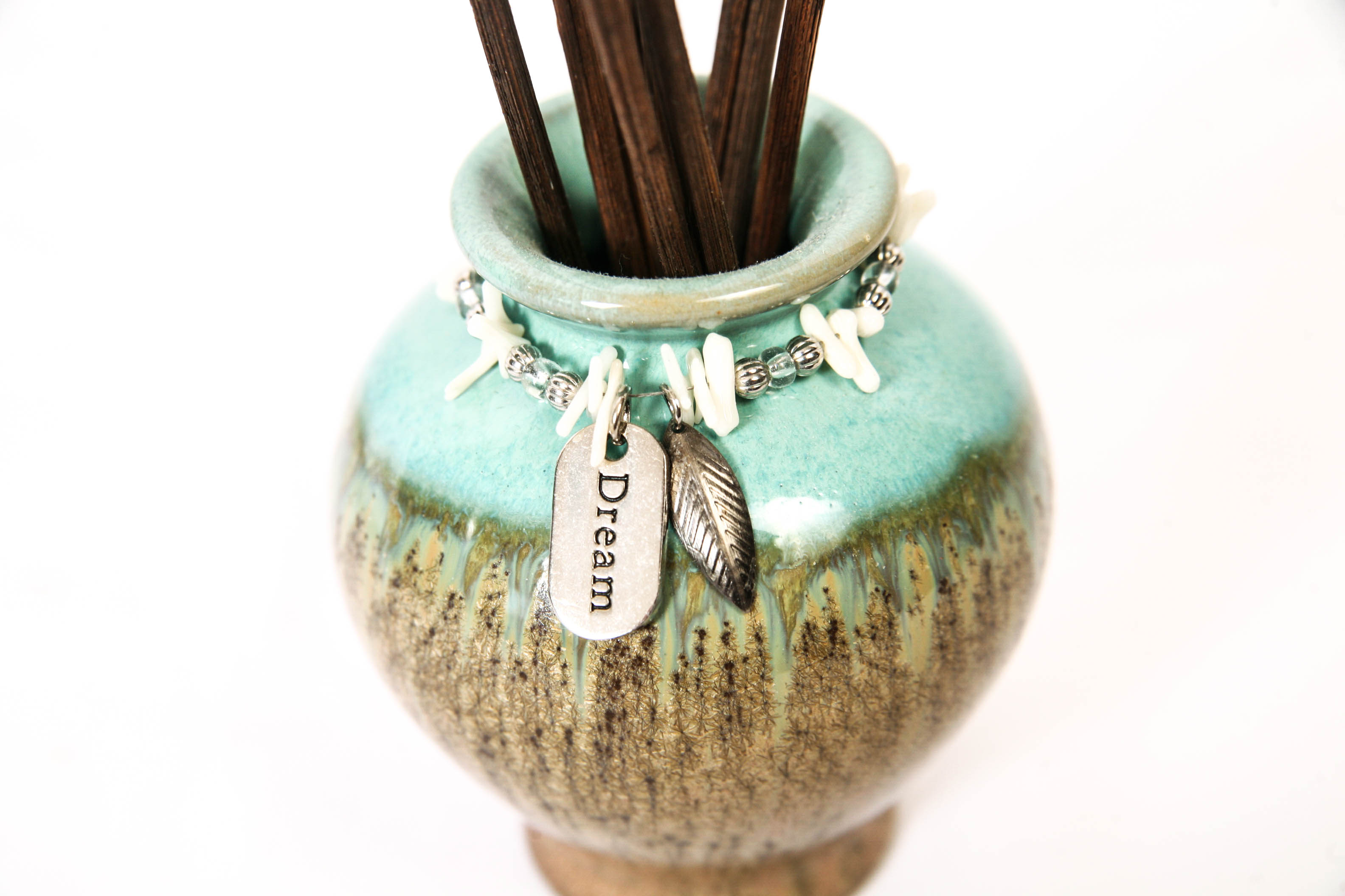 Brown and Teal Vase Duo