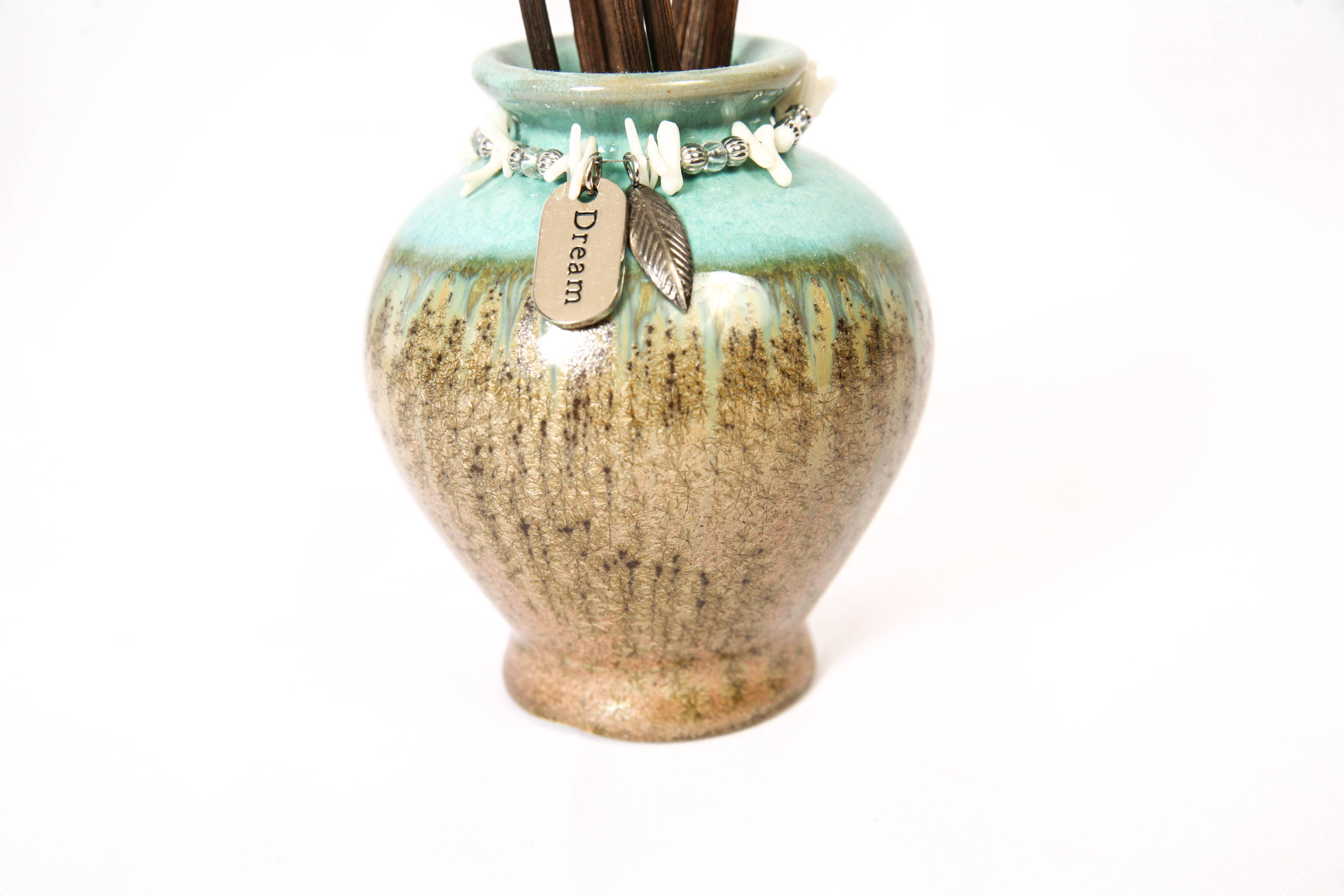 Brown and Teal Vase Duo