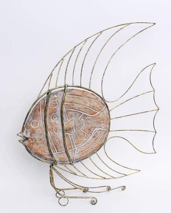 Pair of Wood and Metal Fish Art Piece