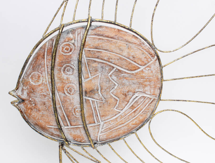 Pair of Wood and Metal Fish Art Piece