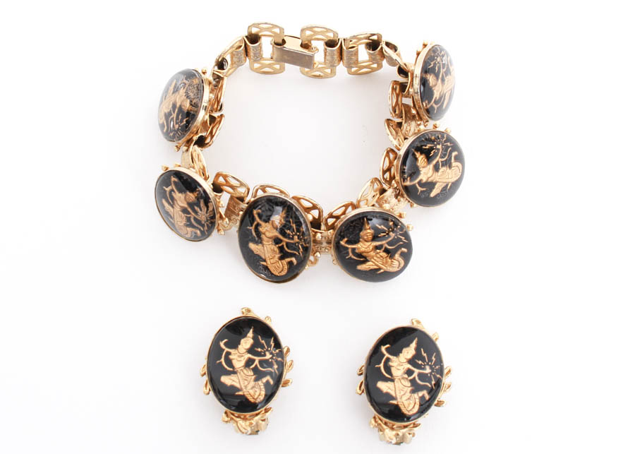 Thai Bracelet and Clip-On Earrings