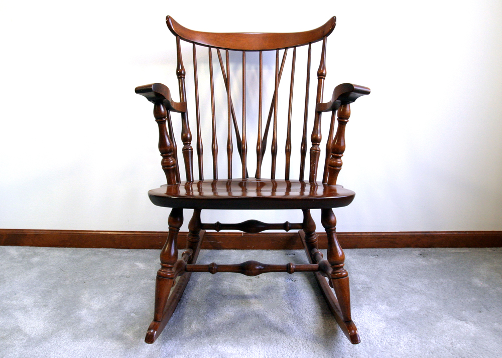 Nichols and Stone Windsor Style Wooden Rocking Chair