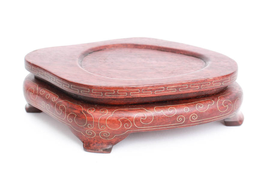 Chinese Nephrite Dish with Carved Wood Stand