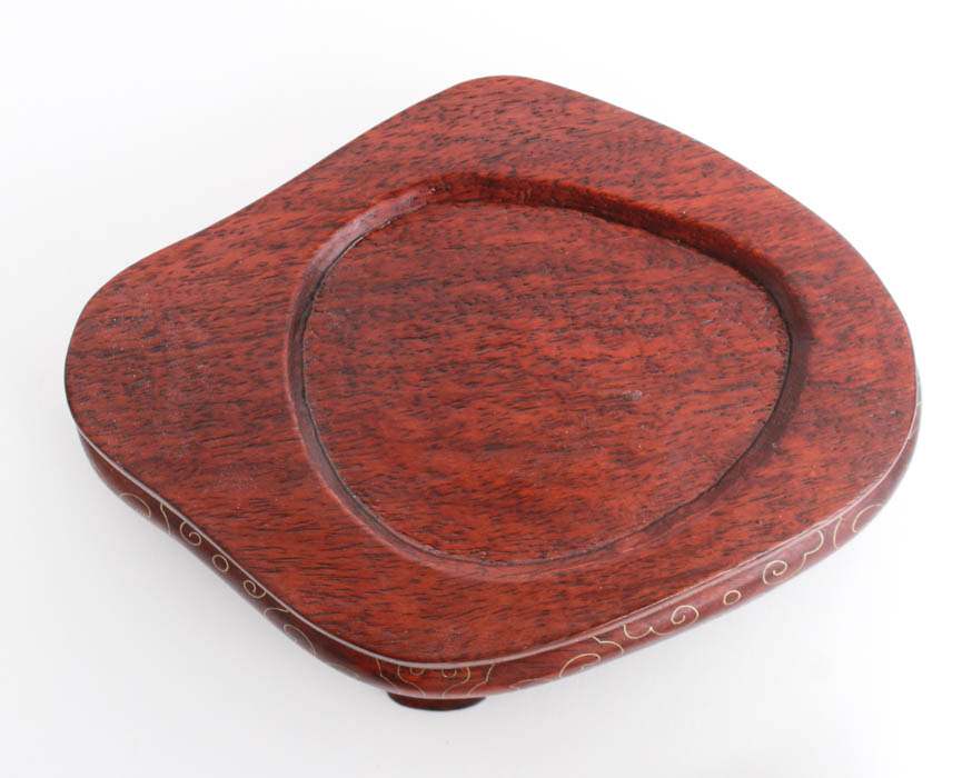 Chinese Nephrite Dish with Carved Wood Stand