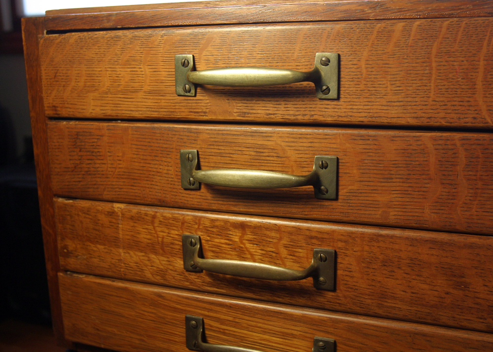 Vintage Wooden Flat File Cabinet