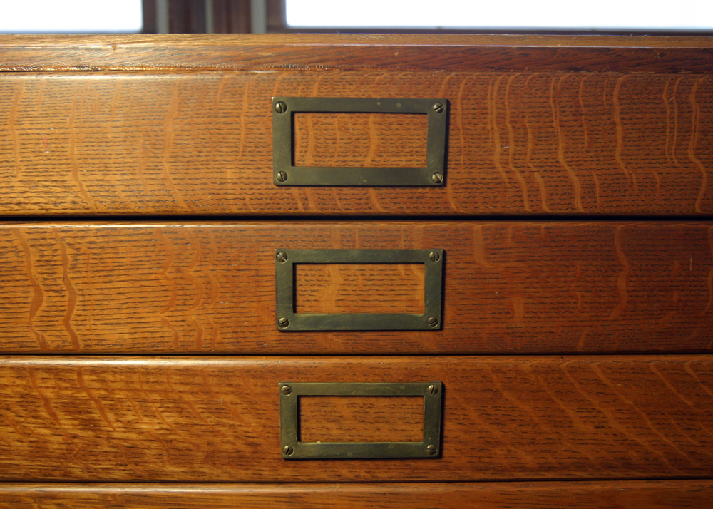 Vintage Wooden Flat File Cabinet