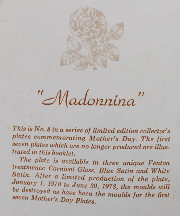 Group of Six Fenton Mother's Day Plates