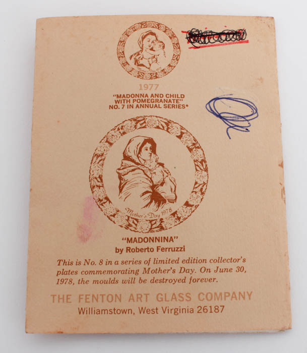 Group of Six Fenton Mother's Day Plates