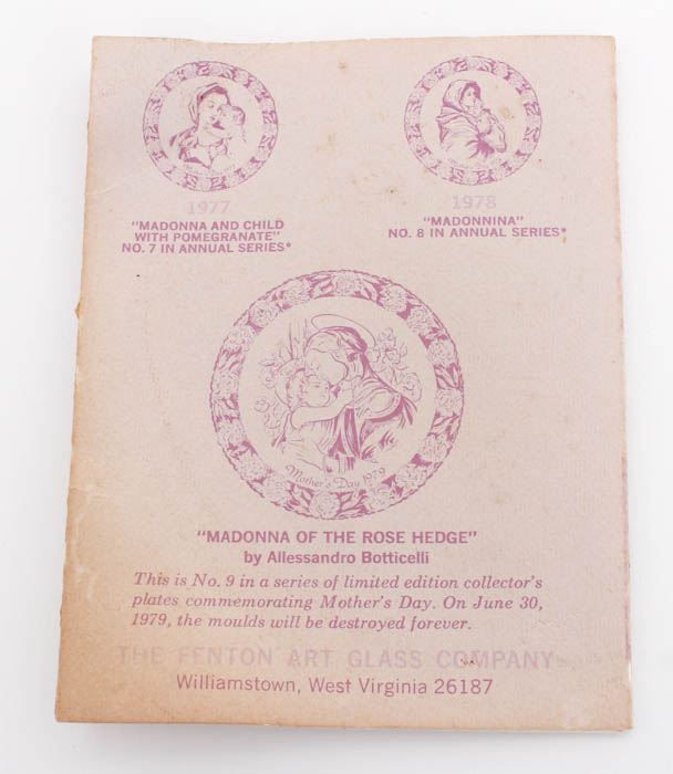 Group of Six Fenton Mother's Day Plates