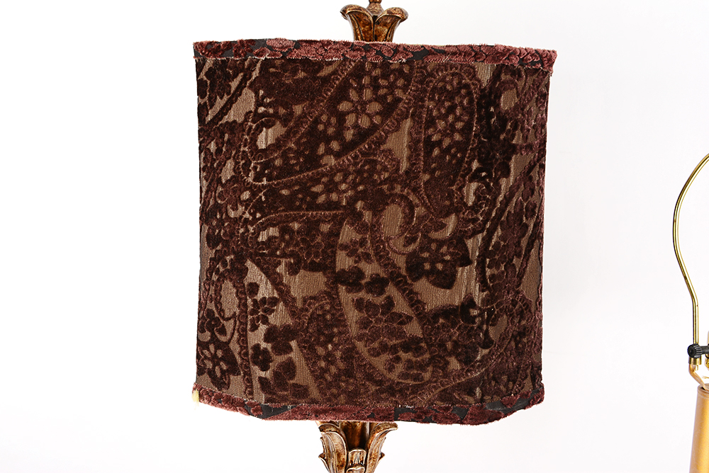Gold Toned Candlestick Style Table Lamp
