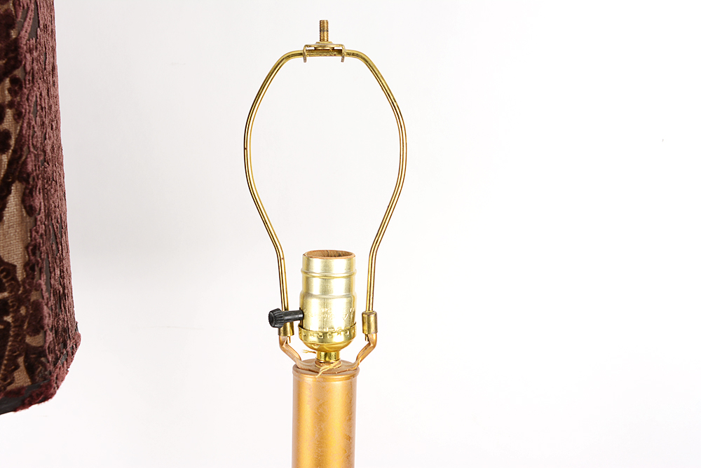 Gold Toned Candlestick Style Table Lamp