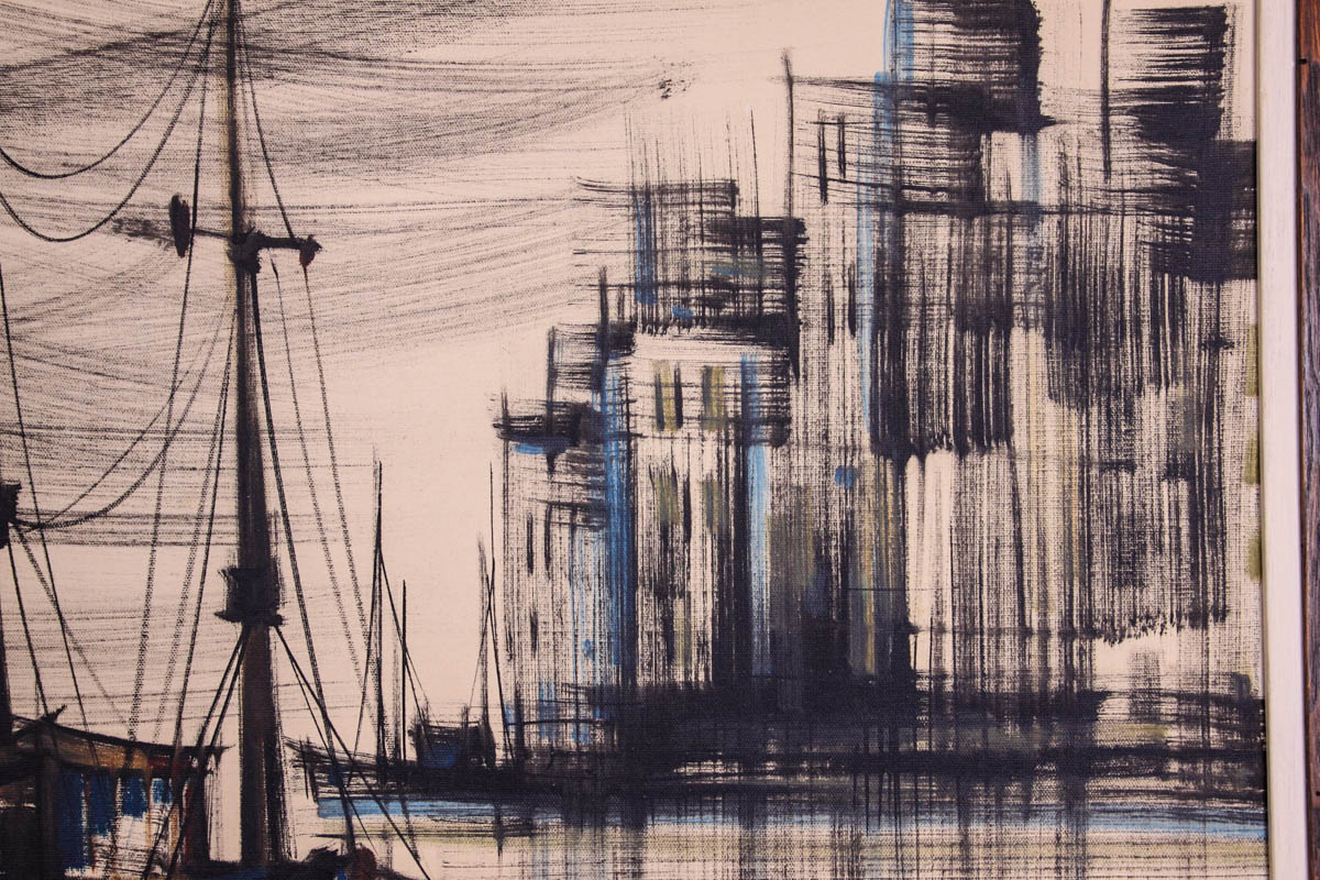 Gaston Pierre Original Acrylic on Canvas of Harbor Scene