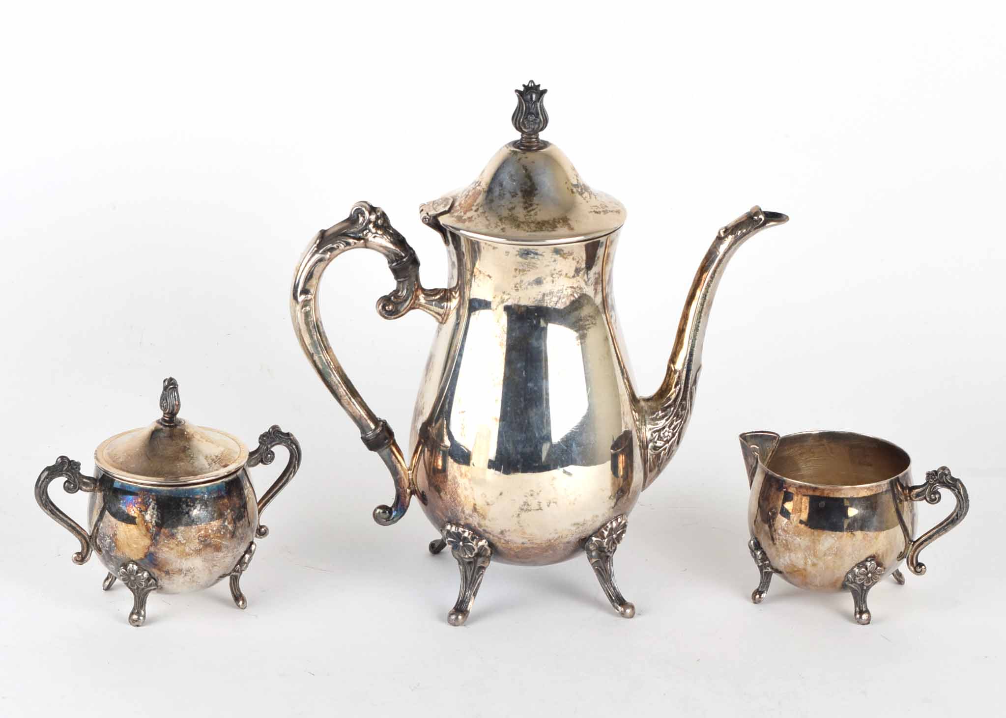 Leonard Silver Plate Three-Piece Coffee Set