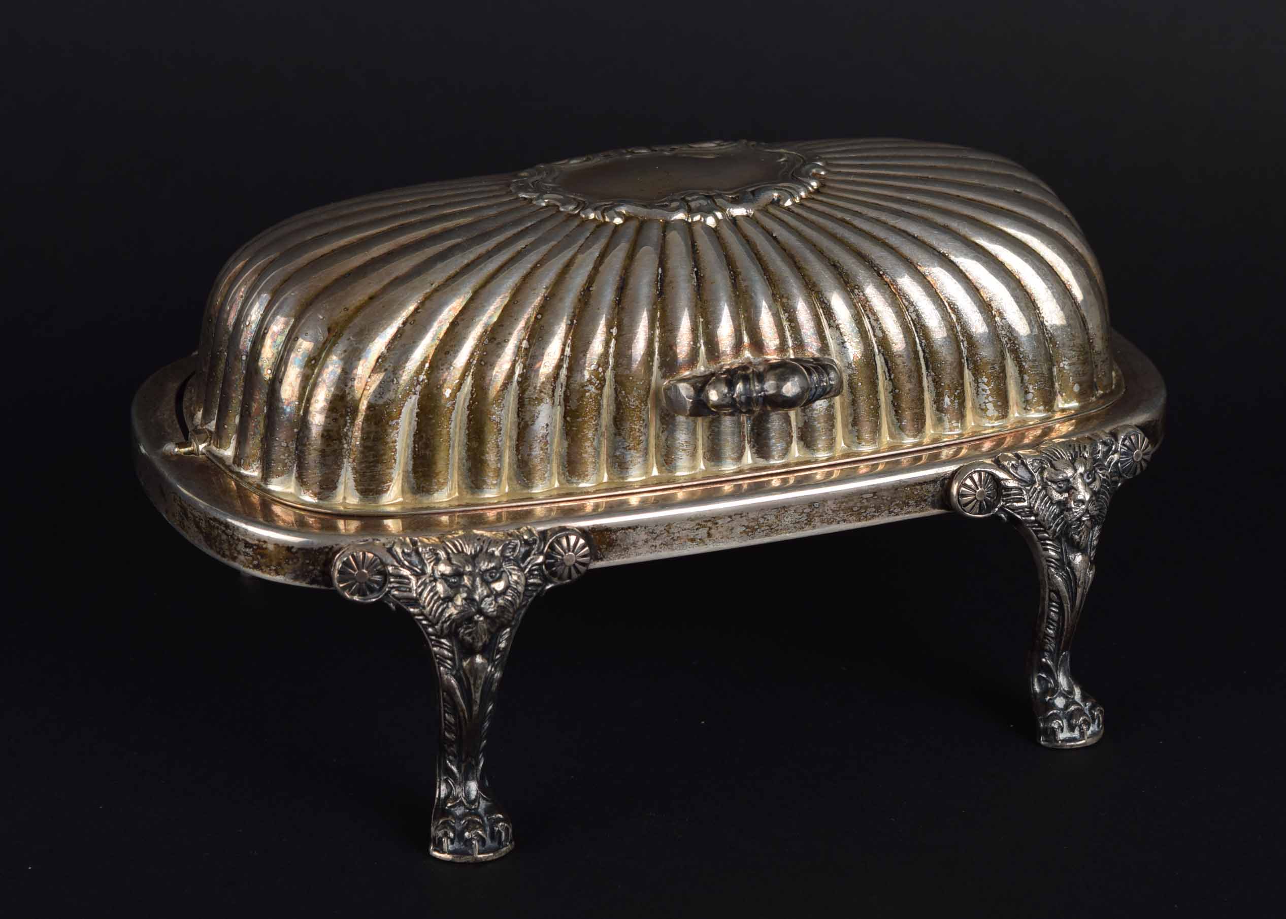 Vintage Silver Plate Rotating Lid Butter Dish