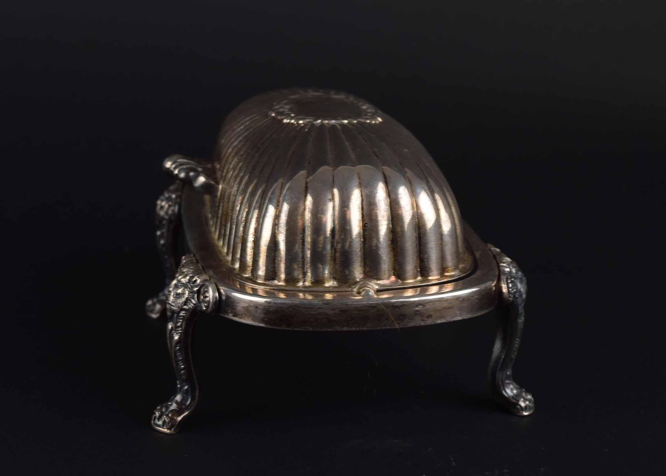 Vintage Silver Plate Rotating Lid Butter Dish