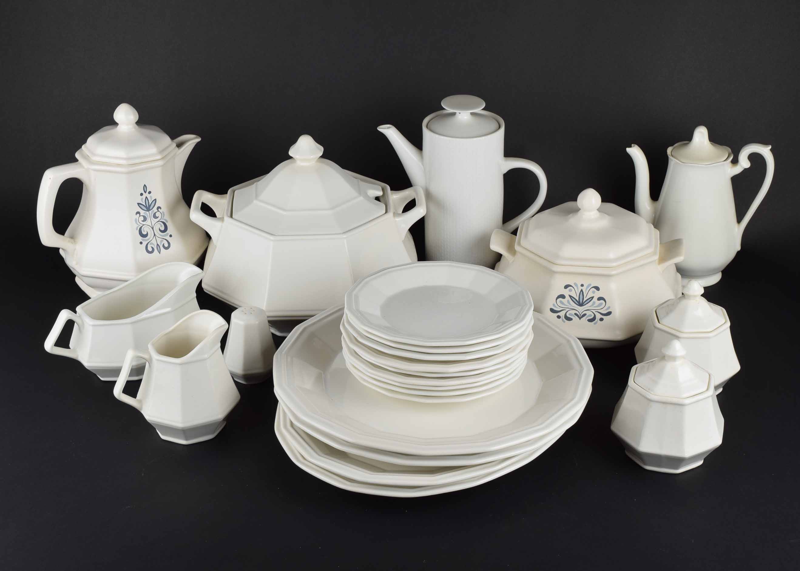 White Stoneware Dinnerware Service Assortment