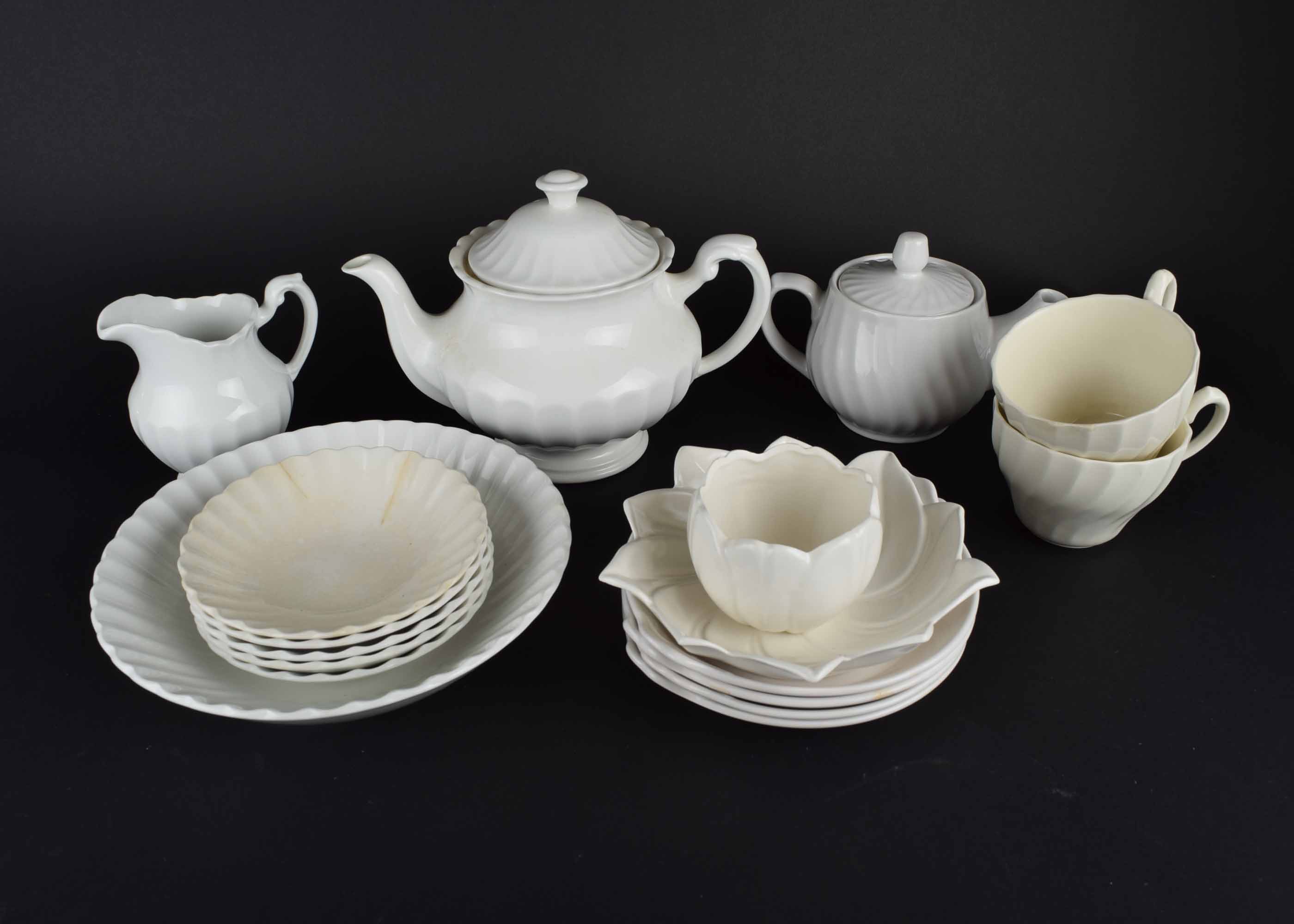 White Stoneware Dinnerware Service Assortment