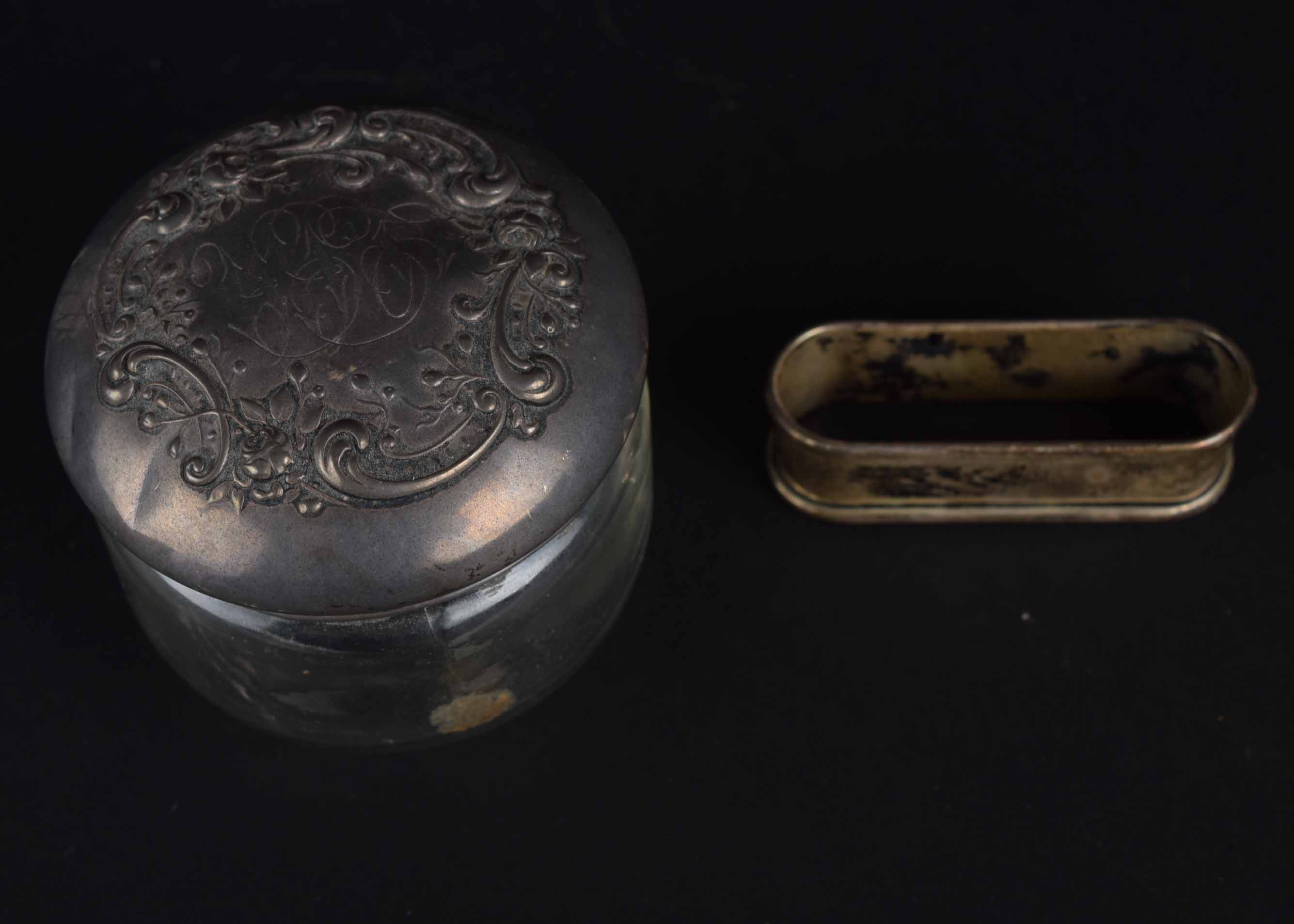 Vintage Sterling Silver Napkin Ring and Gorham Jar Lid