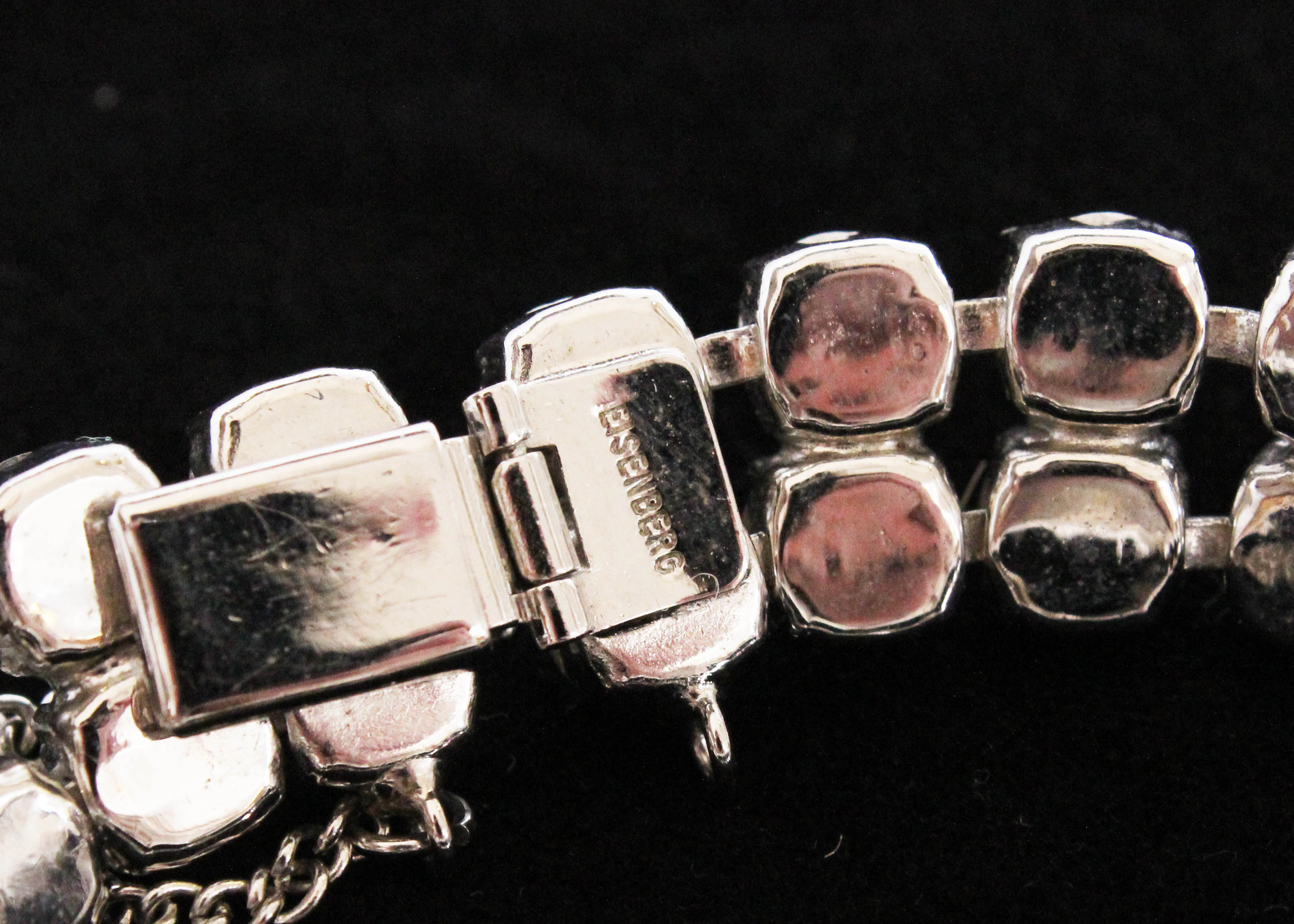 Vintage Eisenberg Silver Tone Bracelet with Glass Stones
