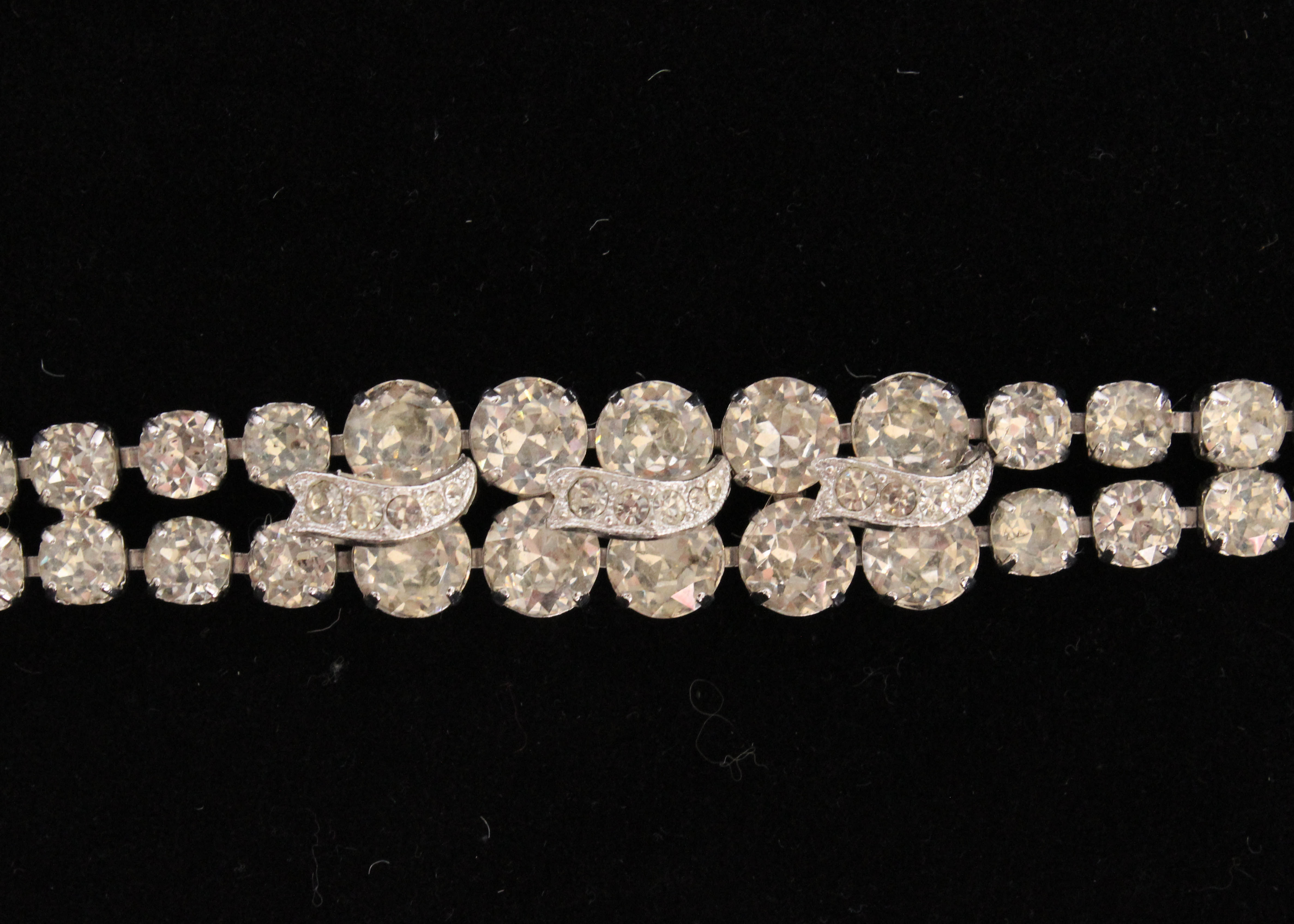 Vintage Eisenberg Silver Tone Bracelet with Glass Stones