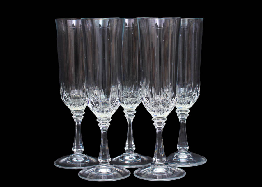 Group of Five Crystal Flutes