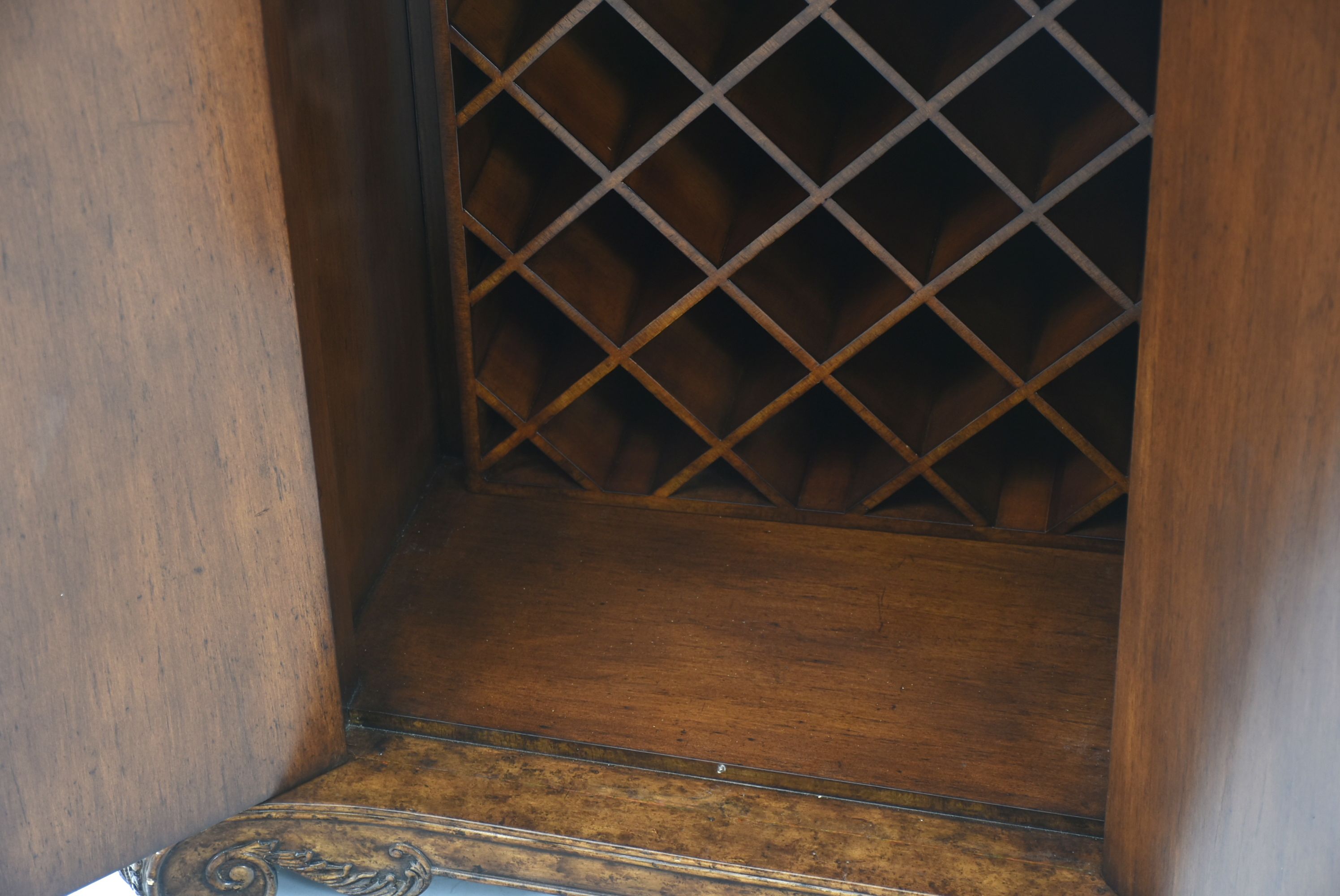 Maitland-Smith Marble Top Wine Cabinet with Faux Book Shelf Front