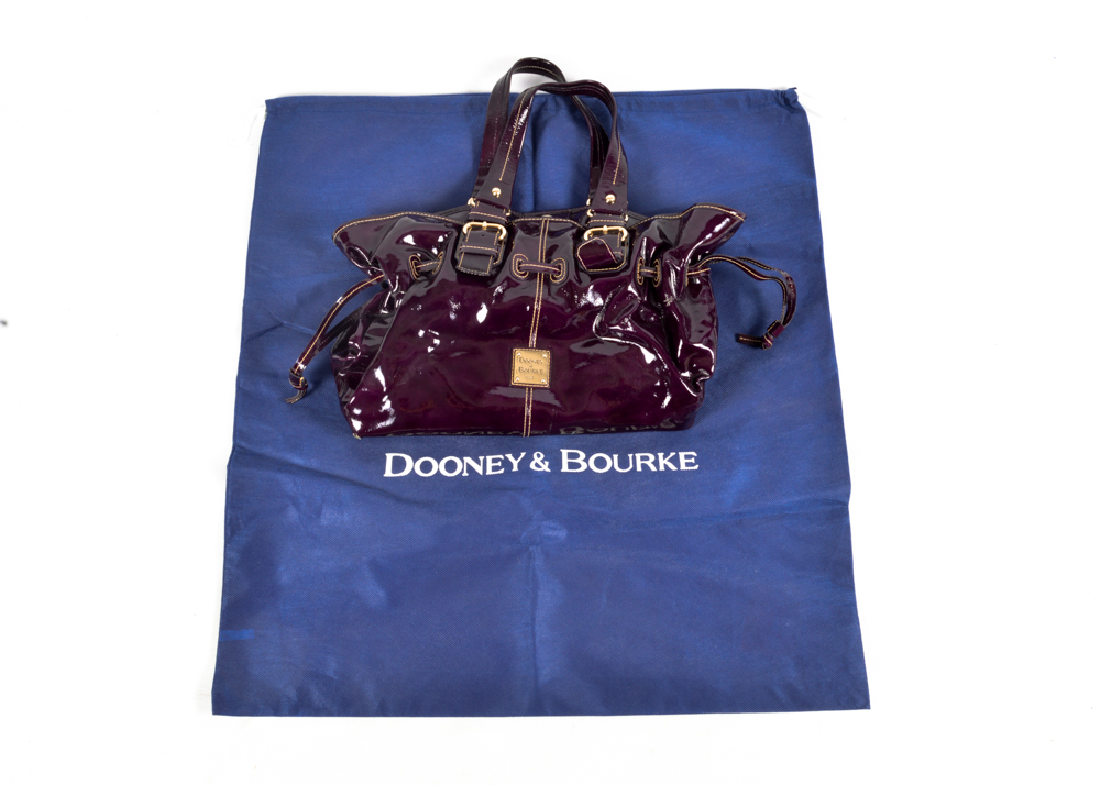 Dooney & Bourke Plum "Chiara" Patent Leather Handbag