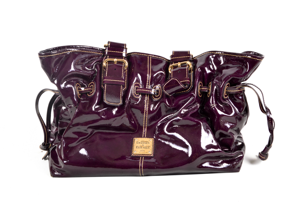 Dooney & Bourke Plum "Chiara" Patent Leather Handbag