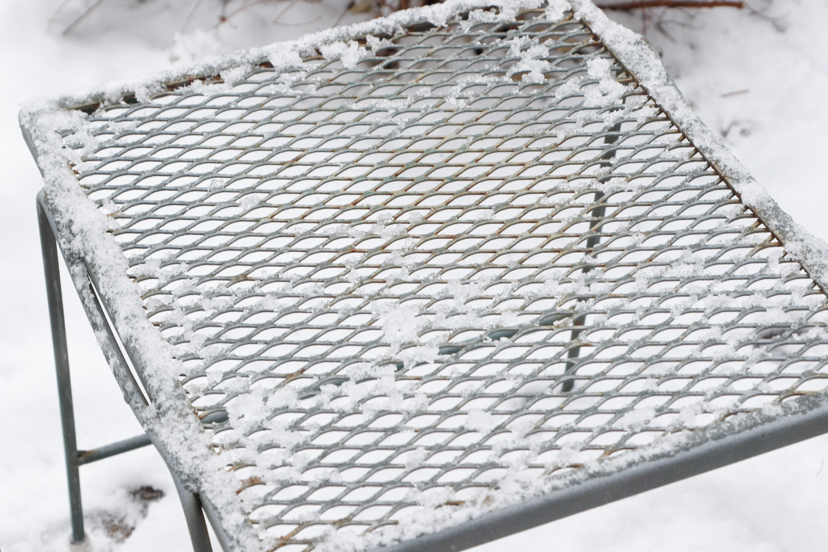 Set of Two Wrought Iron Patio Gliders with Side Table