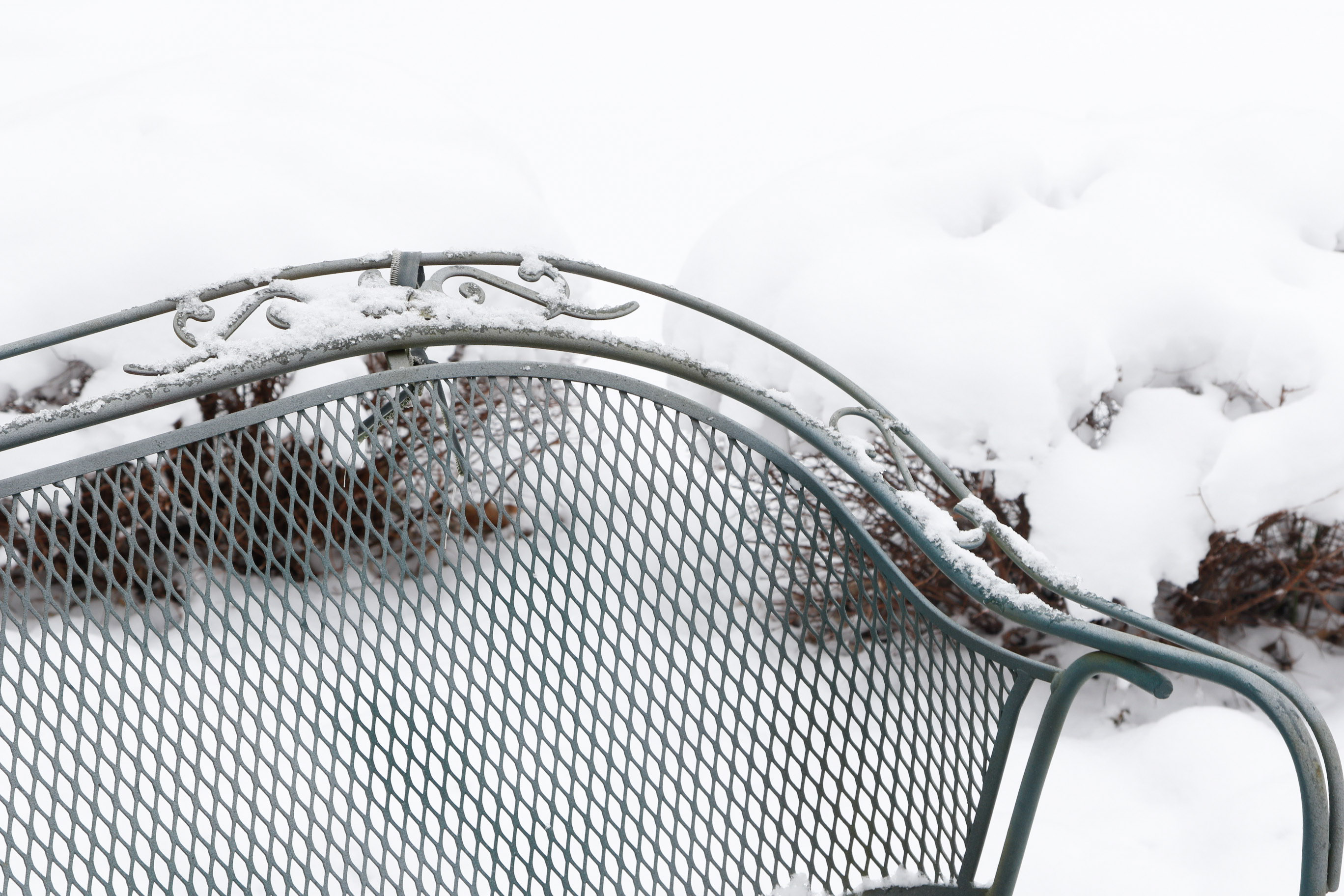 Set of Two Wrought Iron Patio Gliders with Side Table