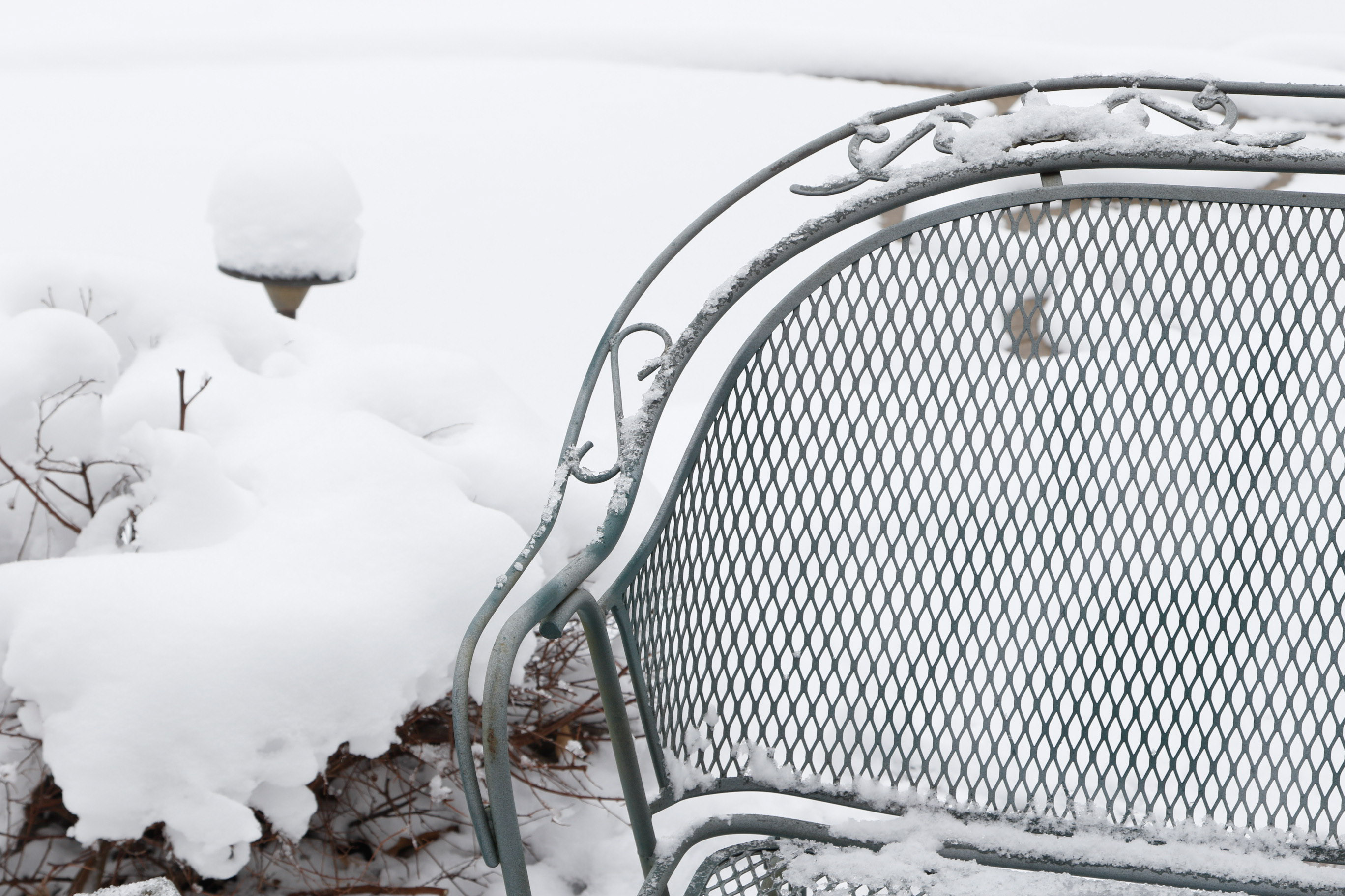 Set of Two Wrought Iron Patio Gliders with Side Table