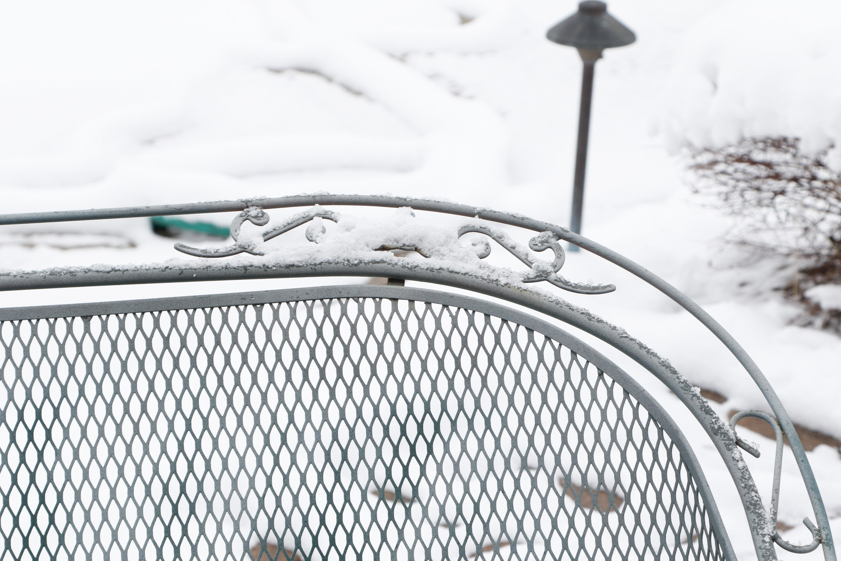 Set of Two Wrought Iron Patio Gliders with Side Table