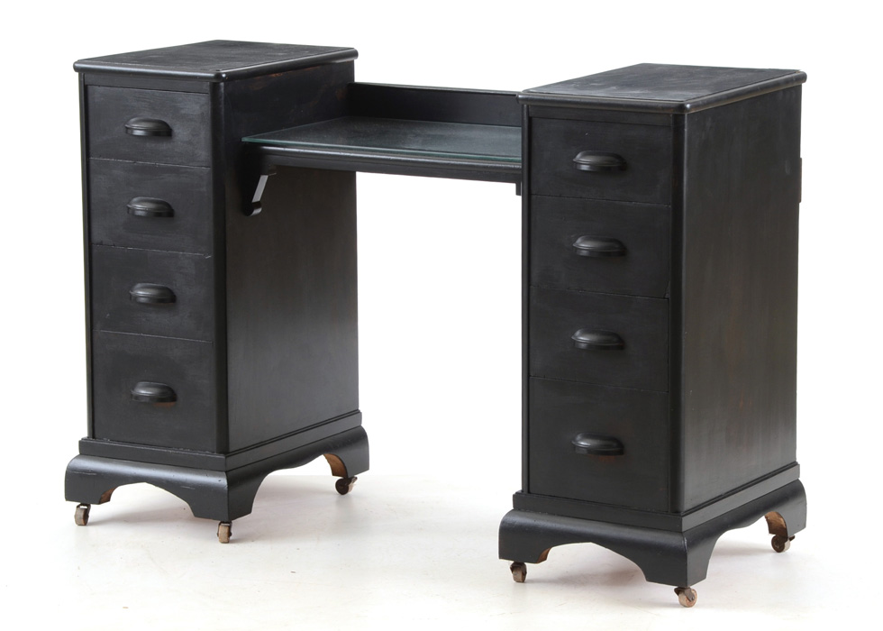 1950s Black Painted Vanity Desk