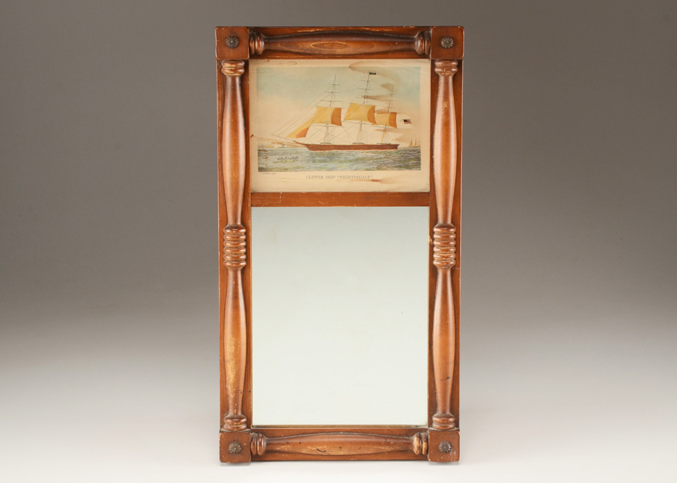 Vintage Currier & Ives Trumeau Mirror