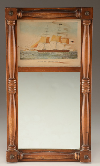 Vintage Currier & Ives Trumeau Mirror