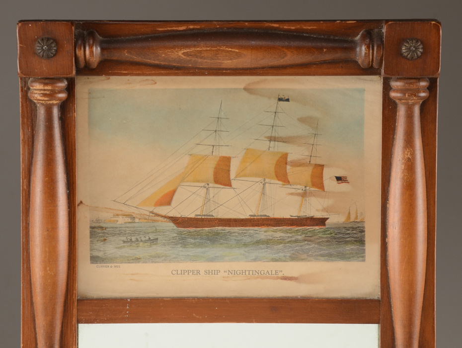 Vintage Currier & Ives Trumeau Mirror