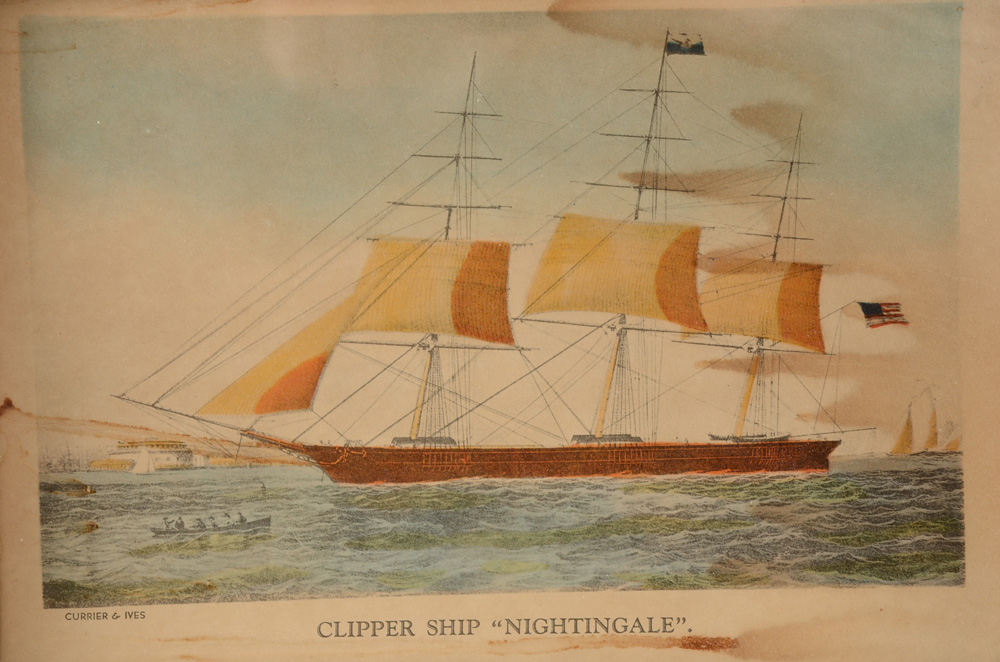 Vintage Currier & Ives Trumeau Mirror