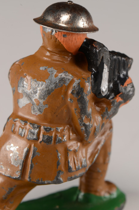 Vintage Barclay Lead Toy "Cameraman Kneeling with Tin Helmet"
