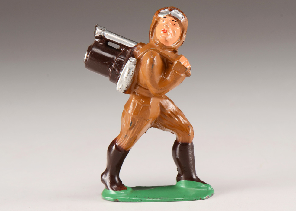 Vintage Manoil Lead Toy Figurine "Aviator Carrying a Bombsight"